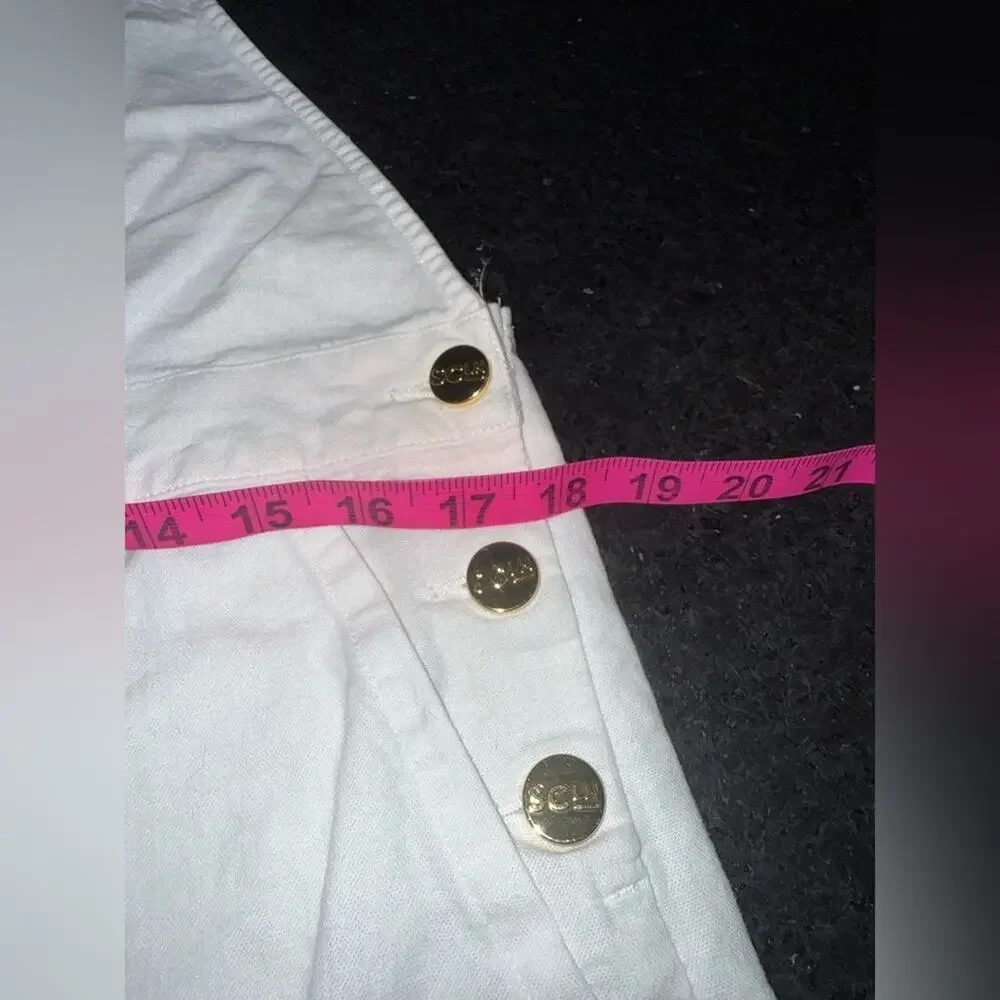 UEC Stoney Clover Lane White Linen Rayon Blend Cropped Overalls SZ M